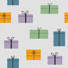 Hand Drawn Simple Christmas Gift Boxes Pattern