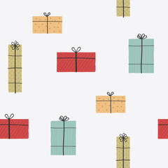 Simple Hand Drawn Christmas Gift Boxes Pattern