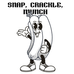Hot dog Character Design With Slogan Snap, crackle, munch
