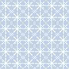 Fototapeta premium Winter seamless pattern. White snowflackes on the blue background.