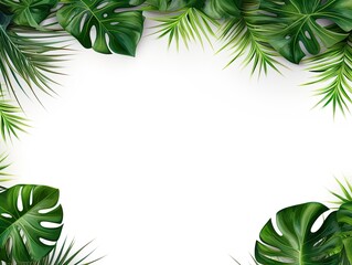 Fototapeta na wymiar Eco Decorative green leaves with copy space on white background.