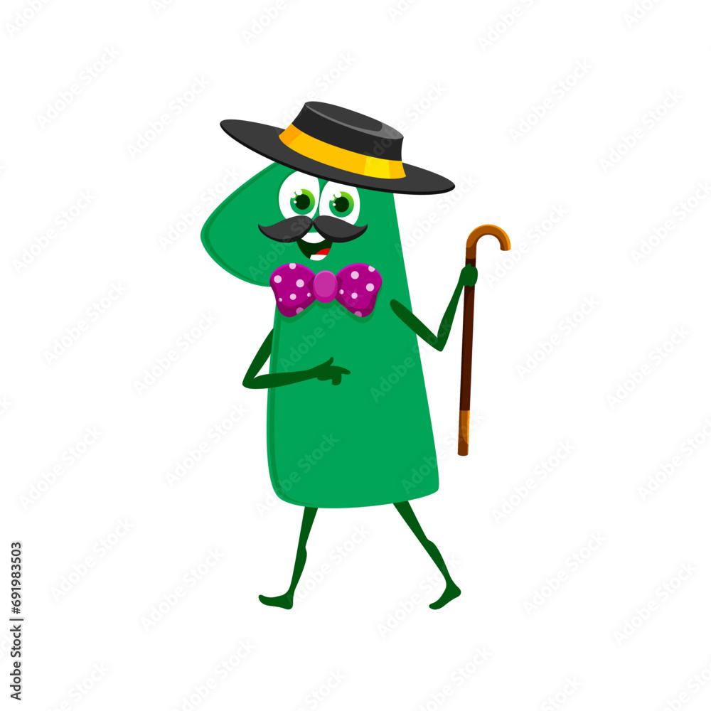 Poster cartoon funny man number one character. isolated vector charming digit 1 gentleman personage exudes 