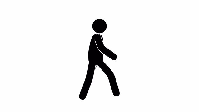 The walking stickman stumbles and falls face forward. Animation with alpha channel