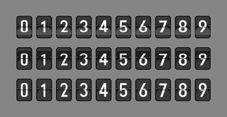 Vector Numbers for Flip Clocks, Split-Flap or Flap Display, White Graphics and Black Flaps