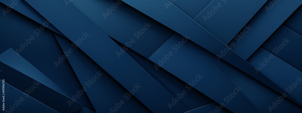 Aufkleber Abstract texture dark blue background banner panorama long with 3d geometric triangular gradient shapes for website, business, print design template metallic metal paper pattern illustration wall