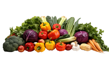 Collection of Colorful Vegetables on White or PNG Transparent Background