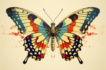 Halftone metamorphosis of a butterfly, blending art and nature, Generative AI