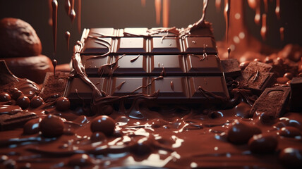 とろけるチョコレートの甘い誘惑 Melting chocolate temptation - obrazy, fototapety, plakaty