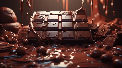 Foto op Plexiglas とろけるチョコレートの甘い誘惑 Melting chocolate temptation © kyo