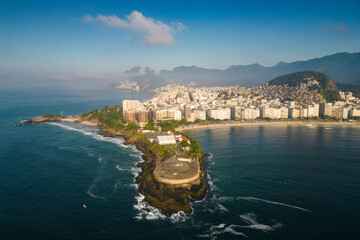 Aerial View of Copacabana Fort and the Beach in Rio de Janeiro, Brazil