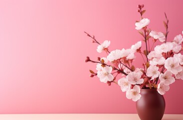 a pink background with blossoms on it