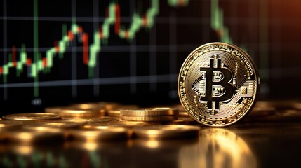 Bitcoin Investment Trends: Cryptocurrency on Background of Financial Chart
