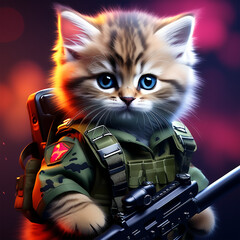 cat wearing military uniform