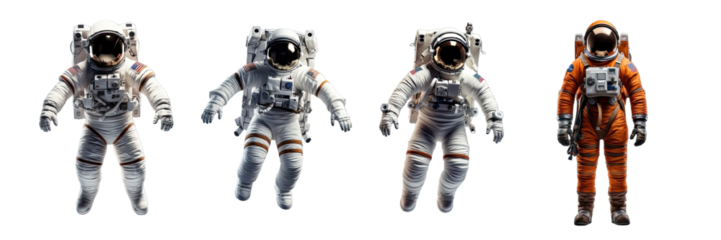 Collection of PNG. Astronaut in a space suit isolated on a transparent background.