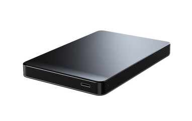Modern High Capacity External Hard Drive on White or PNG Transparent Background