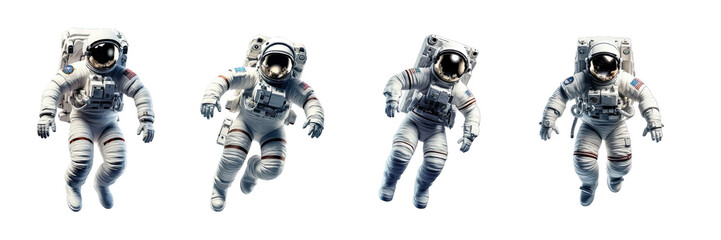 Collection of PNG. Astronaut in a space suit isolated on a transparent background.