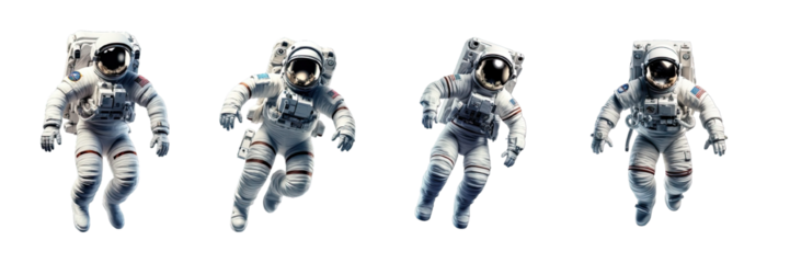 Collection of PNG. Astronaut in a space suit isolated on a transparent background.