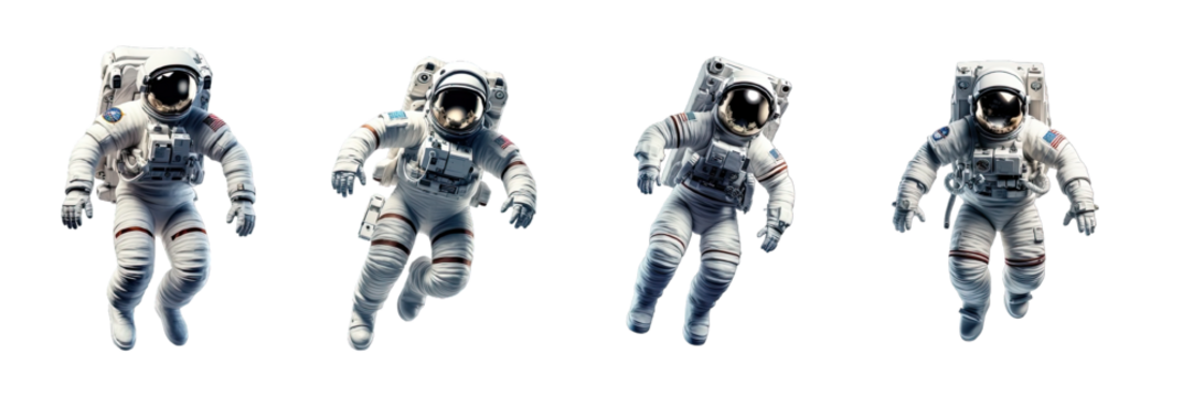 Collection of PNG. Astronaut in a space suit isolated on a transparent background.