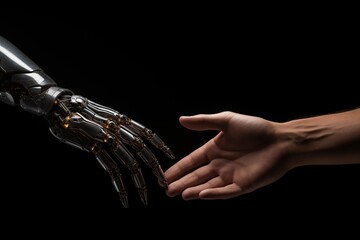 Technology meets humanity background, modern remake of The Creation of Adam agreement between humans and robots