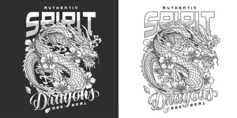 Authentic dragon spirit flyer monochrome