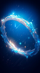 a blue ring with stars, in the style of nebulous forms
