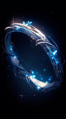a blue ring with stars, in the style of nebulous forms