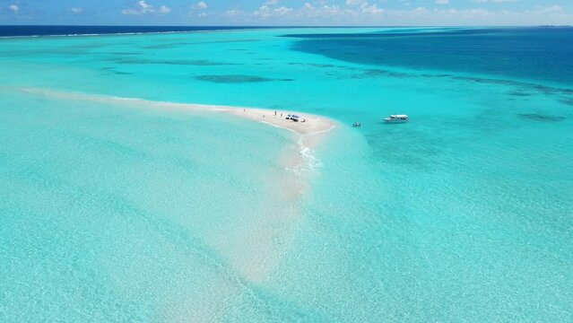 Landscape seascape aerial view over Maldives Male atoll sandbank island
