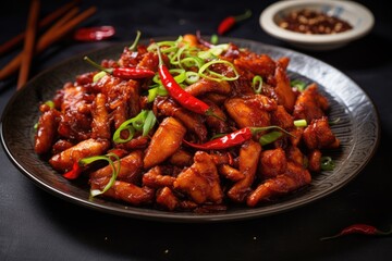 Chilli chicken dry is a popular indo-chinese dish of chicken - obrazy, fototapety, plakaty