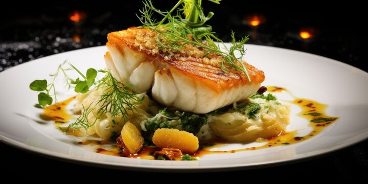 Gourmet fish fillet, high quality dish.