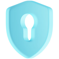 Shield glass morphism icon security protection symbol 3d illustration on transparent background