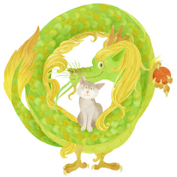 Dragon and cat