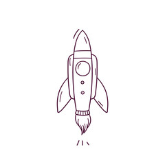 Hand Drawn illustration of rocket icon. Doodle Vector Sketch Illustration