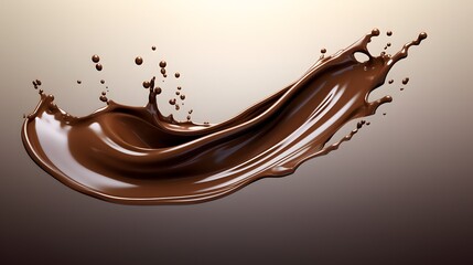 Dark Chocolate splash, Chocolate Milk or Syrup Flowing, 3d illustration.