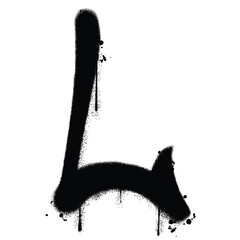 Vector graffiti spray paint alphabet L in isolated background