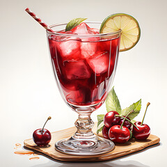 cocktail with cherries and ice