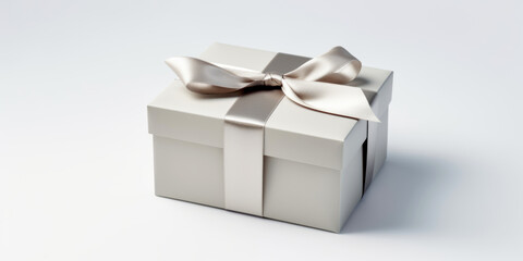 Gift silver square box isolated on a white background
