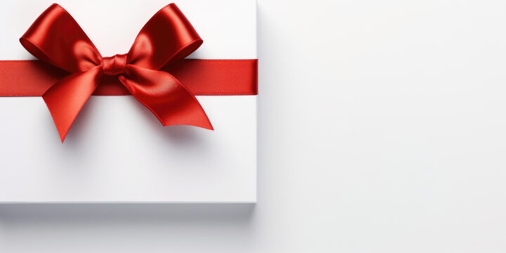 Gift card with a red bow and ribbon
