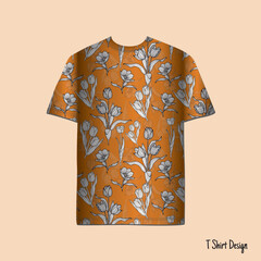 T-shirt and apparel trendy design with tulip flowers seamless repeat patterns and vector illustrations