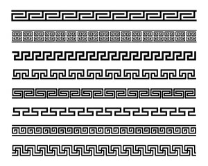 Obraz premium Set of greek key borders. Geometric meander. Meander geometric ornamental borders. Greek pattern border