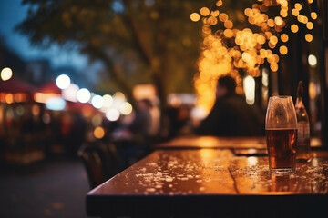 Nightlife in Asia: Outdoor beer restaurant, people hanging out, enjoying dinner, music, and a happy life. ai generative