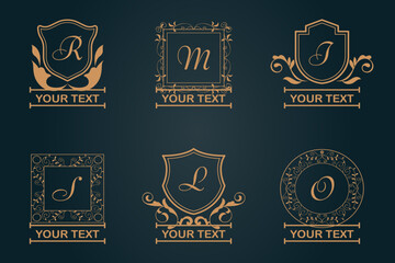 Set of vintage monogram. Vintage logo collection. Vintage typographic decorative ornament elements. Luxury wedding crest monogram - obrazy, fototapety, plakaty