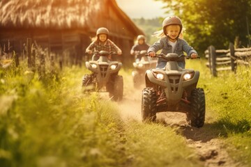 Obraz premium Children on quad bikes