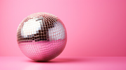 Disco ball isolated on pink background