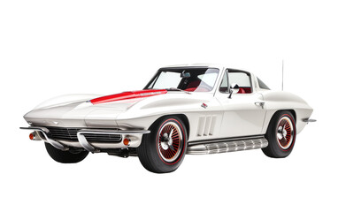 White Color Astonishing Chevrolet Corvette on White or PNG Transparent Background.