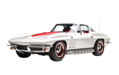 White Color Astonishing Chevrolet Corvette on White or PNG Transparent Background.