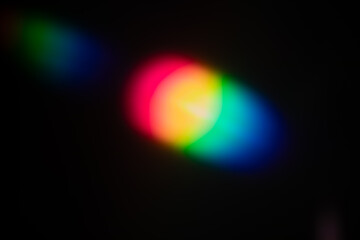 Multi-colored lens flare bokeh. A rainbow flare is similar to the flare on a photographic film....