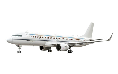 Obraz premium White Color New Commercial Airplane on White or PNG Transparent Background.