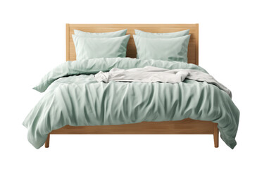 Fabulous Soft Cozy and Modern Bed on White or PNG Transparent Background.