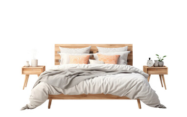 Charming View Cozy and Modern Bed on White or PNG Transparent Background.