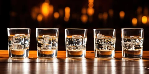 Foto op Plexiglas Chilled vodka in glasses, set for lively evenings © rorozoa